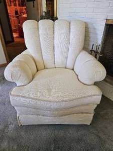 lot 103 image: Linen Scalloped Armchair