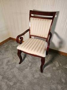 lot 44 image: Empire Styled Accent Chair with Scrolled Arms