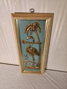 lot 115 image: Embossed Flamingo Tropical Art