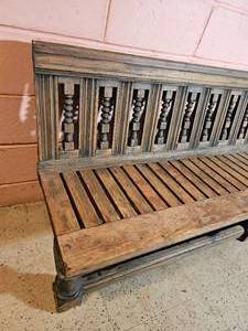 lot 70 image: Long Antique Mediterranean Slotted Bench