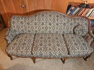 lot 71 image: Stunning French Settee Sofa Cream & Black Upholstery