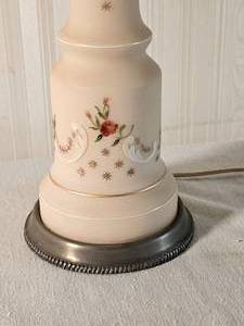 lot 76 image: Hand Painted MCM Satin Glass Lamp