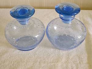 lot 77 image: Beautiful Czech Glass Blue Perfume Bottles