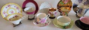 lot 92 image: Vintage Fancy Porcelain Cup and Saucer Collection