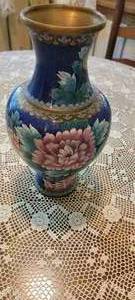 lot 91 image: Blue Cloisonne Brass Vase