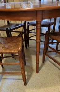 lot 56 image: Farmhouse Ladder Dining Chair with Faux Bamboo Leg Table