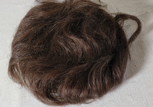 lot 135 image: 100% Human Hair Brunette Topper Wig by Riviera Wigs, France