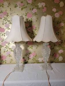 lot 252 image: Sparkling Vintage Cut Glass Vase Lamp Pair