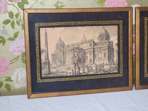 lot 25 image: Classical Fine Art Architectural Etching Print Pair - Giobanni Battista - Santa Maria Maggiore  San Giovanni In Laterano