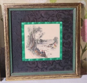 lot 26 image: Stunning Vintage Fine Art Illustration Pair - American River Scenes