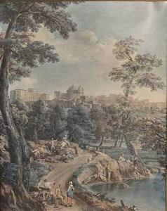 lot 27 image: Breathtaking Fine Art Landscape Print - Paolo Monaldi - Environs dAriccia