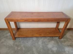 lot 215 image: Vintage MCM Inlaid Console Table