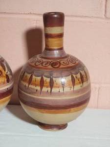 lot 206 image: Stunning Handpainted Ceramic Vase Collection (3)