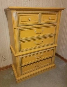 lot 124 image: Stanley Furniture Pastel Yellow High-Boy Dresser
