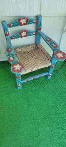 lot 83 image: Sweet Swedish Painted Rush Seat Childs Chair