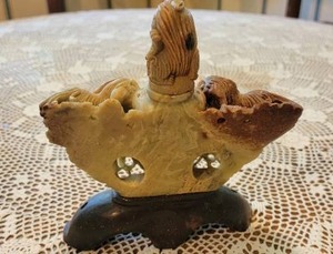 lot 7 image: Carved Soapstone Foo Dog Censer