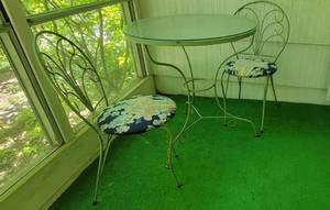 lot 53 image: Iron Patio Bistro Table and Chairs
