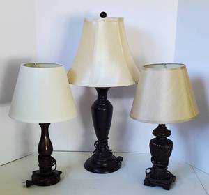 lot 14 image: Lot of Three Table Lamps with Shades
