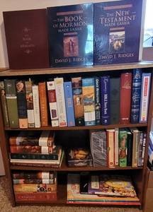 lot 34 image: Religious Books, CDs and Small Bookshelf