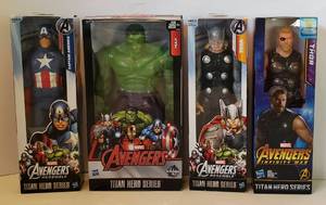 lot 98 image: Four Marvel Avengers Titan Hero Series NIB