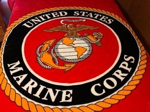 lot 120 image: U.S. Marine Corp Queen Size Plush Blanket and Queen Sheets Camo