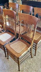 lot 3 image: Set of Six Pressed Back Chairs
