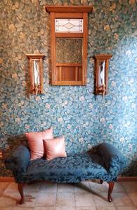 lot 6 image: Entryway Decor and Upholstered Bench