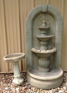 lot 51 image: Garden Feature Water Fountain type feature and Bird Bath
