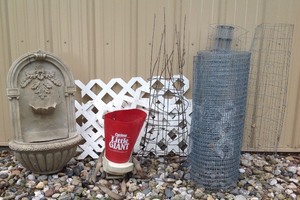 lot 66 image: Outdoor Fountain and Various Gardening Items