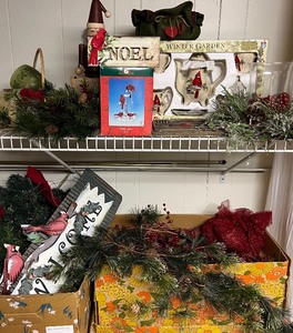 lot 225 image: Large Lot of Winter Christmas Cardinal Decor Lot