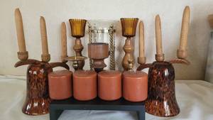 lot 39 image: Lot of Candles with Variety of CandlesticksHolders