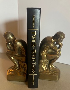 lot 160 image: Set of Brass Bookends Thinking Man