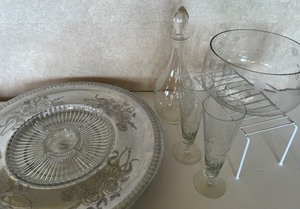 lot 135 image: Etched Glass and Hammered Aluminum Lazy Susan Lot