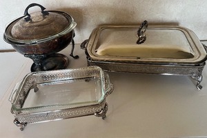 lot 169 image: Silverplate Serving Dishes and Chafing Dish