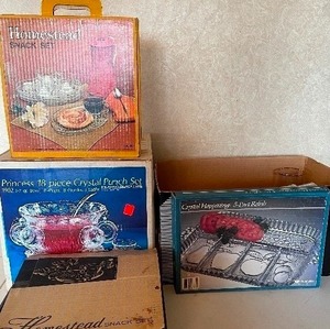 lot 54 image: Glass Lot, Snack Sets, Punchbowl, Misc.