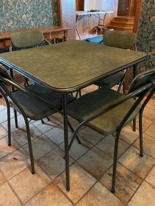 lot 265 image: Folding Table and Chair Set Hamilton Co. Green Vintage Set