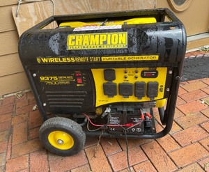 lot 275 image: Champion Global Power Equipment 9375 Wireless Remote Start Portable Generator