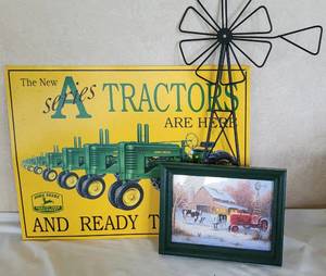 lot 254 image: John Deere Tin Sign, Metal Windmill