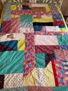 lot 216 image: Vintage Handmade Quilts with Arnolds Park Motor Guide Embroidery