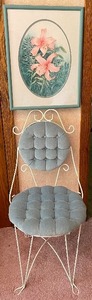 lot 222 image: Vintage Vanity StoolChair and Lily Picture