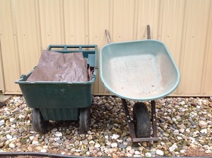 lot 82 image: 2 Wheel Barrels and 2 Tarps