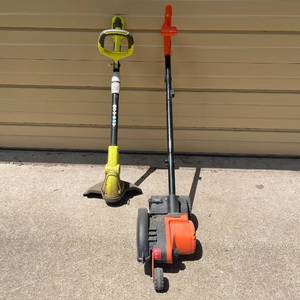 lot 94 image: Ryobi 18v Weed Trimmer  Black and Decker Edger