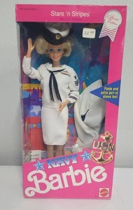 lot 1 image: Stars and Stripes Barbie 1990 Navy Special Edition NRFB