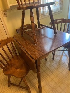 lot 68 image: Drop Leaf Kitchen Table and Four Chairs