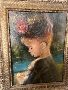 lot 31 image: Vintage Artwork Gold Frame Girl Precious by Armando Gentilini