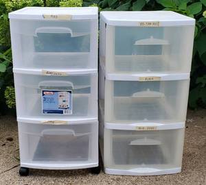 lot 246 image: Two 3 Drawer Storage Bins