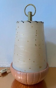 lot 2 image: MCM Mid Century Modern Table Lamp Fiberglass Shade Ceramic Base