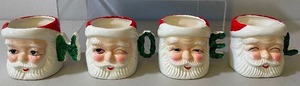 lot 6 image: Vintage Santa Mugs handles spell out NOEL with original box
