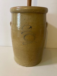 lot 119 image: Antique Crock Butter Churn