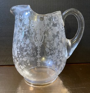 lot 71 image: Cambridge Glass Etched Rose Point Pitcher